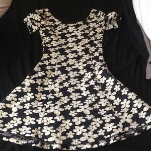 floral navy and white skater dress